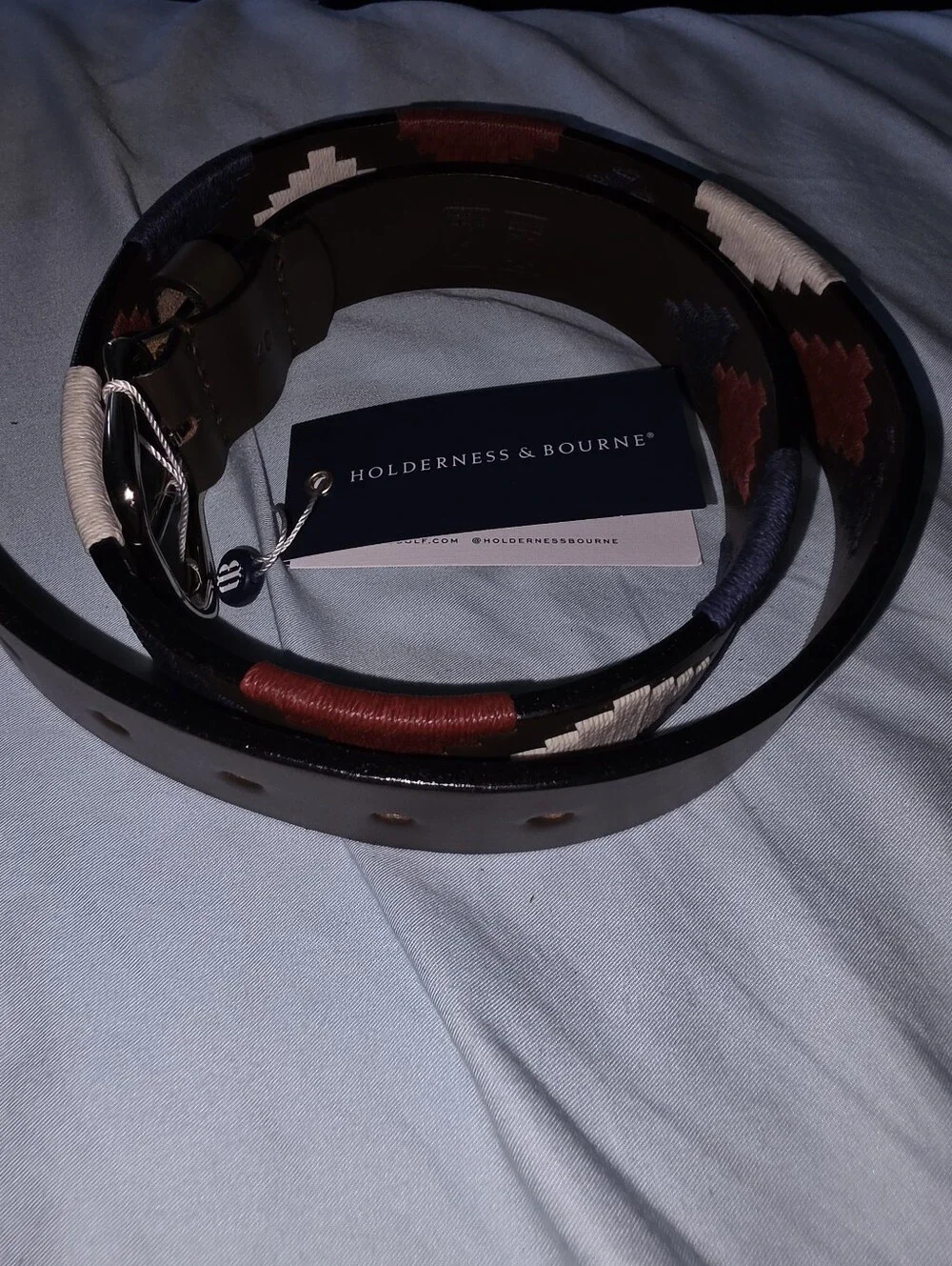 Holderness & Bourne FIRE! NWT! The Barker Belt in Brown/Cypress/Claret/Navy.